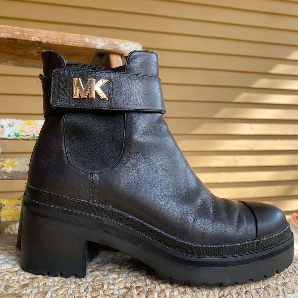 Michael Kors Black Ankle Booties with Metallic Detail